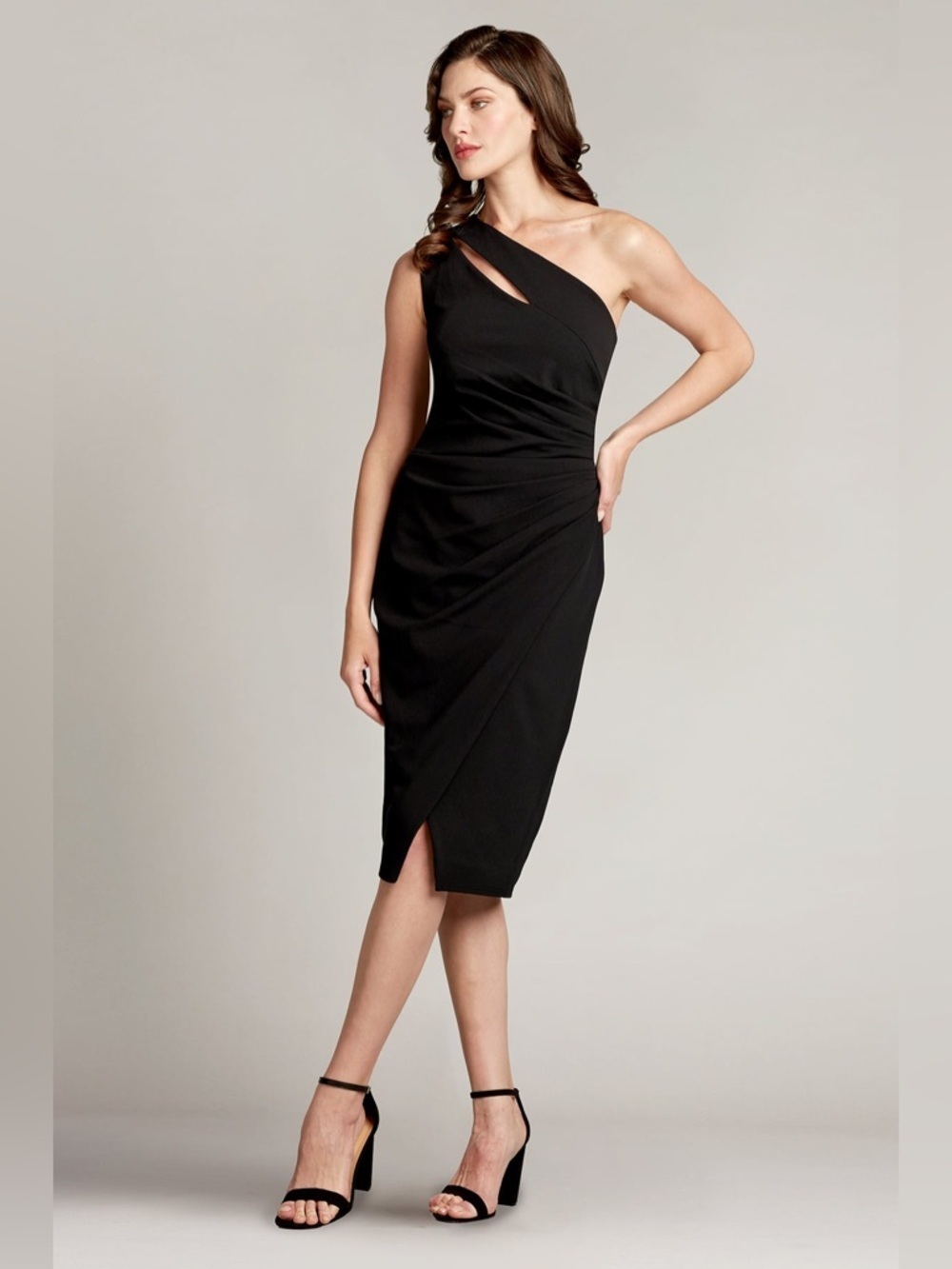 TADASHI SHOJI Black Wanda Spit Shoulder Cutout Dress Wedding Cocktail Party L